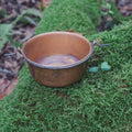Scaled French Copper Hanging Cauldron — Engraved “Roc Amadour,” Rounded Bottom, Iron Handle