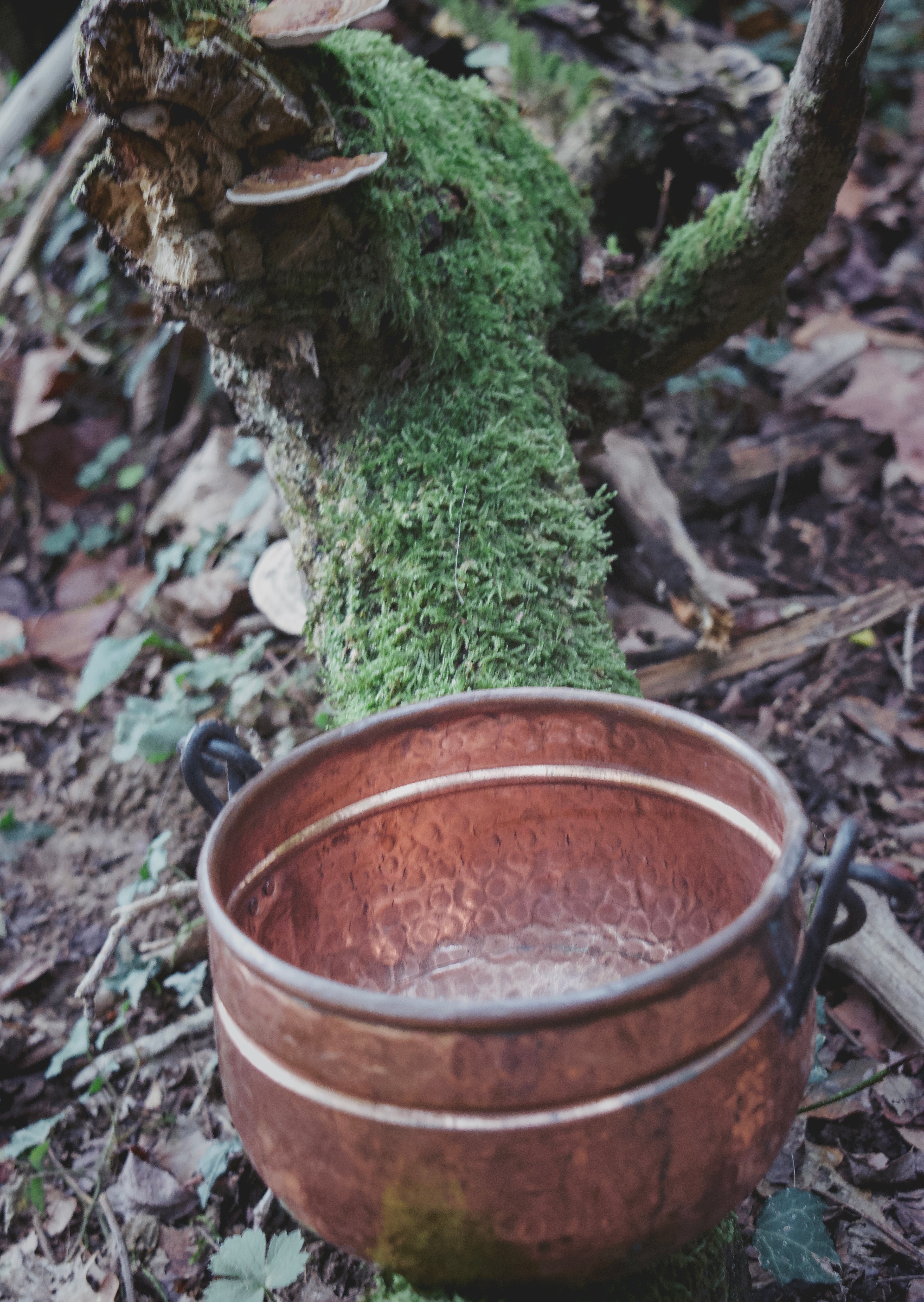 Antique-Style French Copper Hanging Cauldron — Mid-Sized, Hammered, Classic Occult Vessel