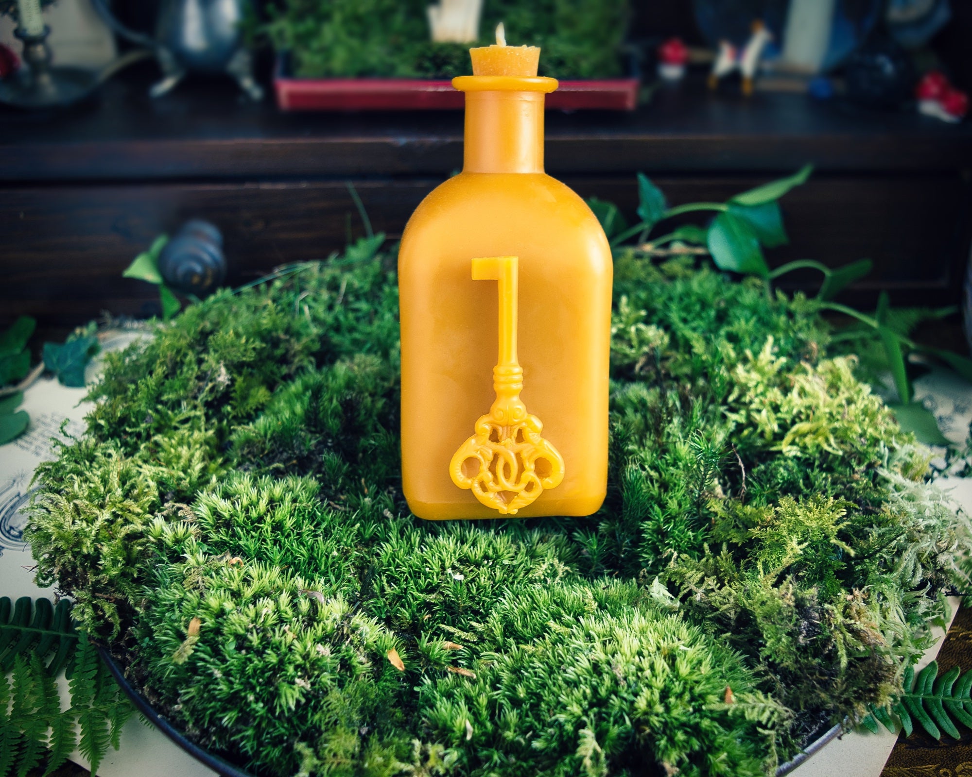 Large Square Potion Bottle with Skeleton Key