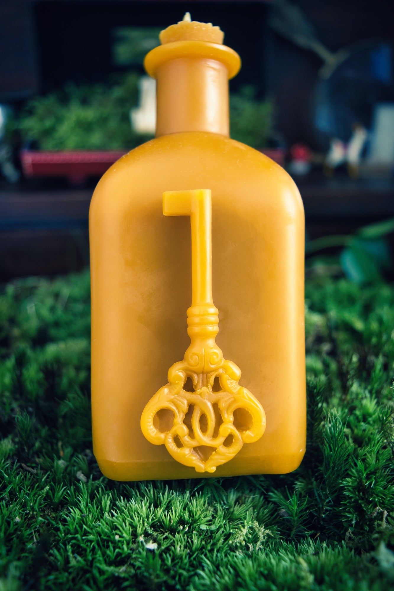 Large Square Potion Bottle with Skeleton Key