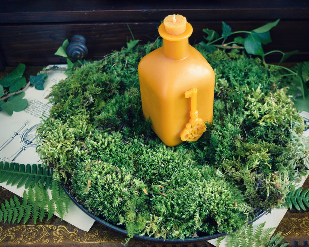 Large Square Potion Bottle with Skeleton Key