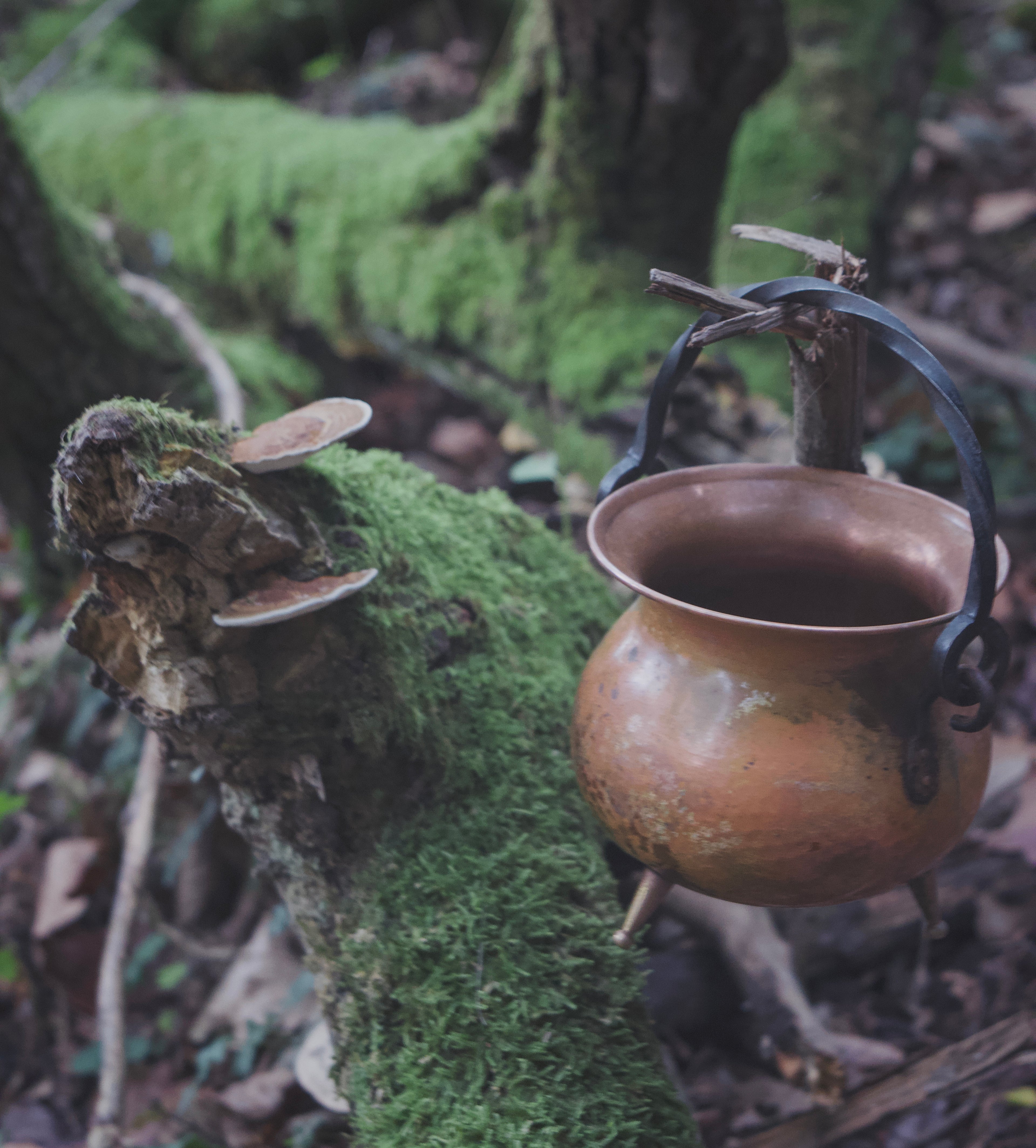 Petite French Copper Cauldron on Three Legs — Wrought-Iron Handle, Brass Feet, and Timeless Form