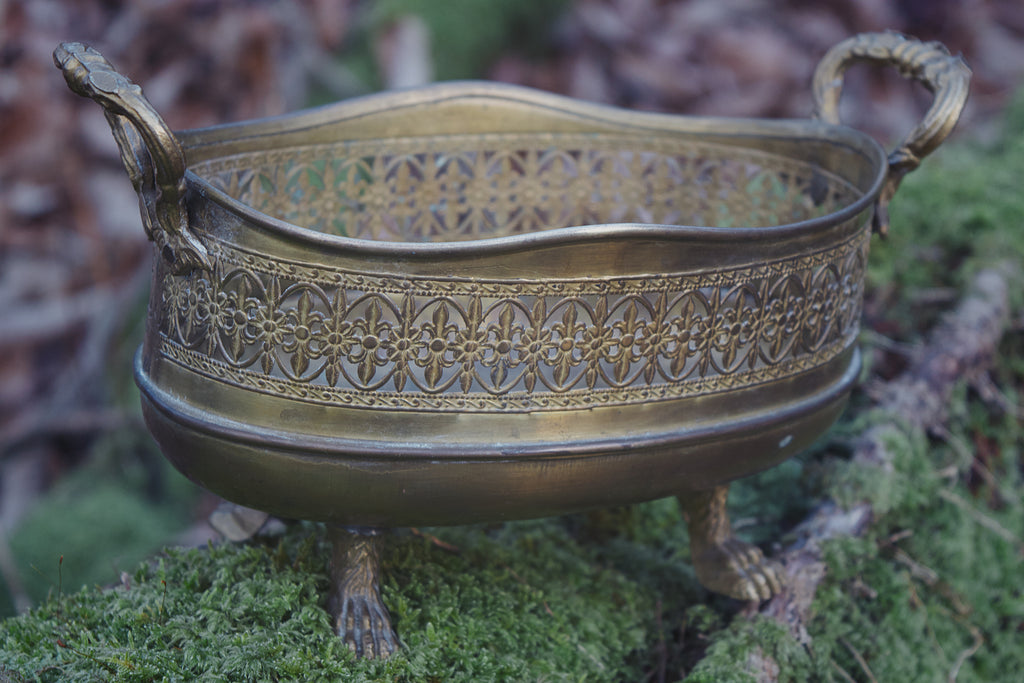 Bronze Clawed Basket – Fleur-de-Lis Curio Vessel