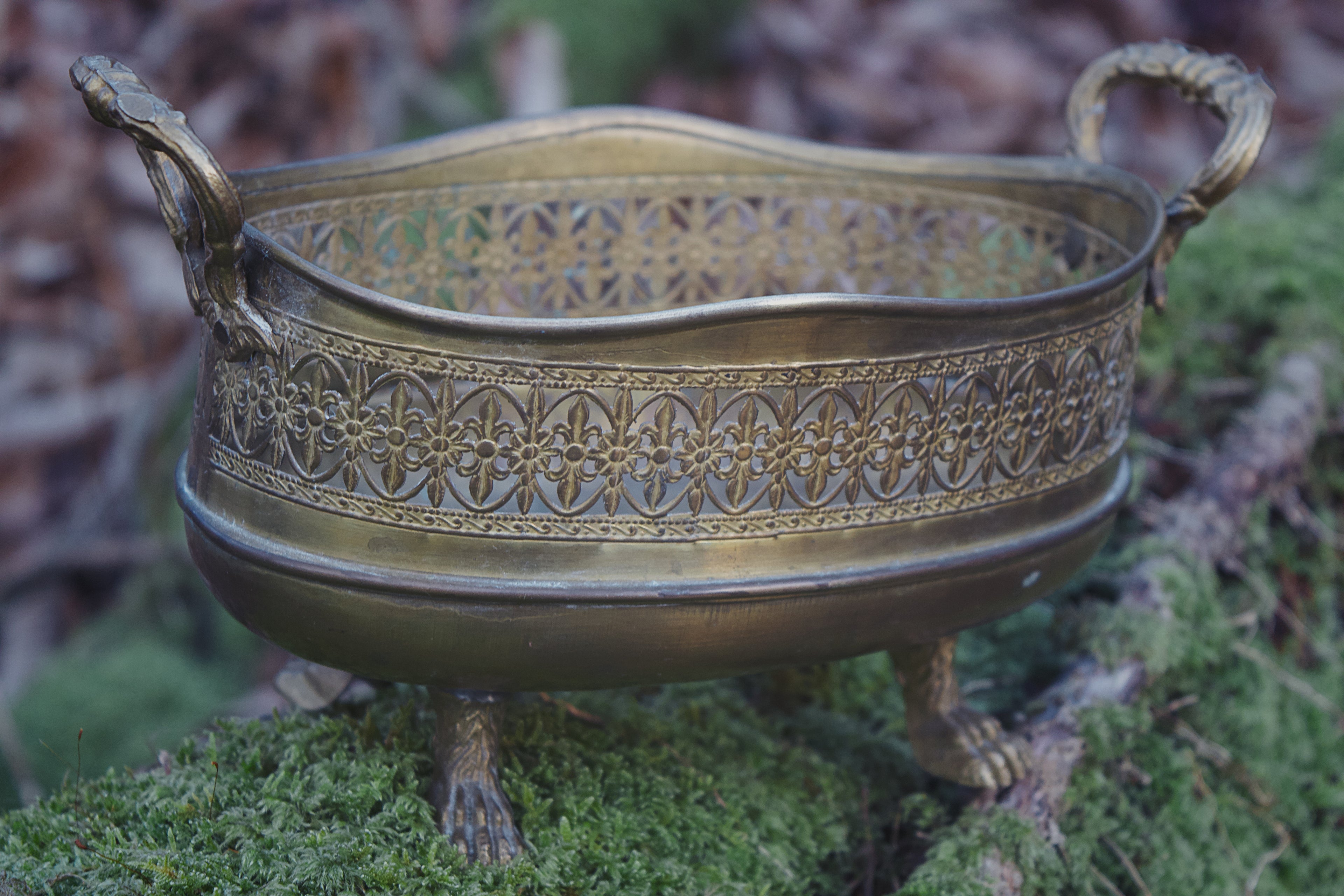Bronze Clawed Basket – Fleur-de-Lis Curio Vessel