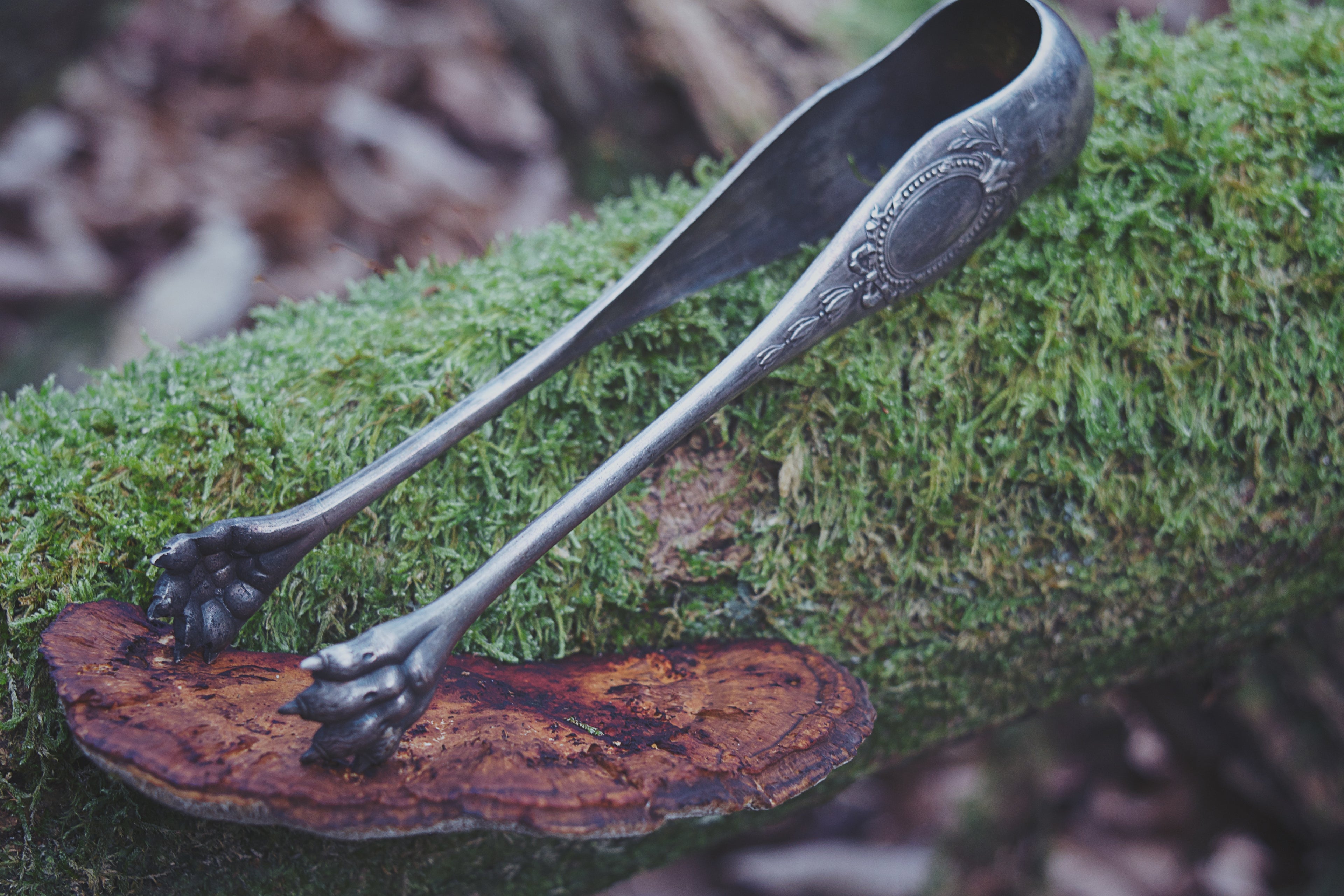 Lion Paw Ceremonial Pincers – Antique Silver Curio with Embossed Claws