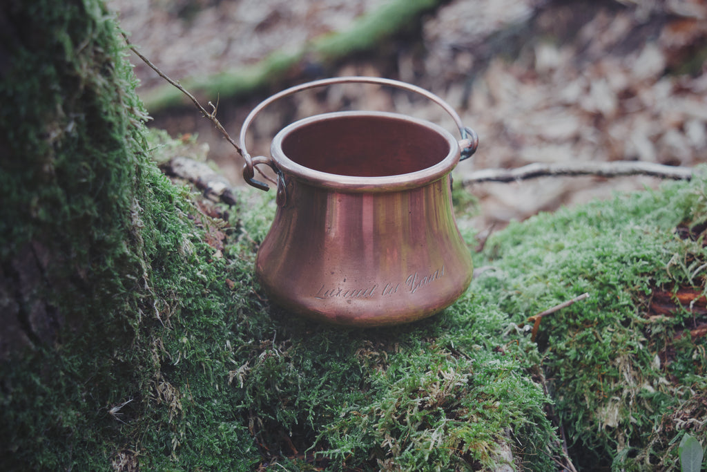 Petite French Copper Cauldron — Vintage Luxe Patina, Curved Base & Classic Tapered Form