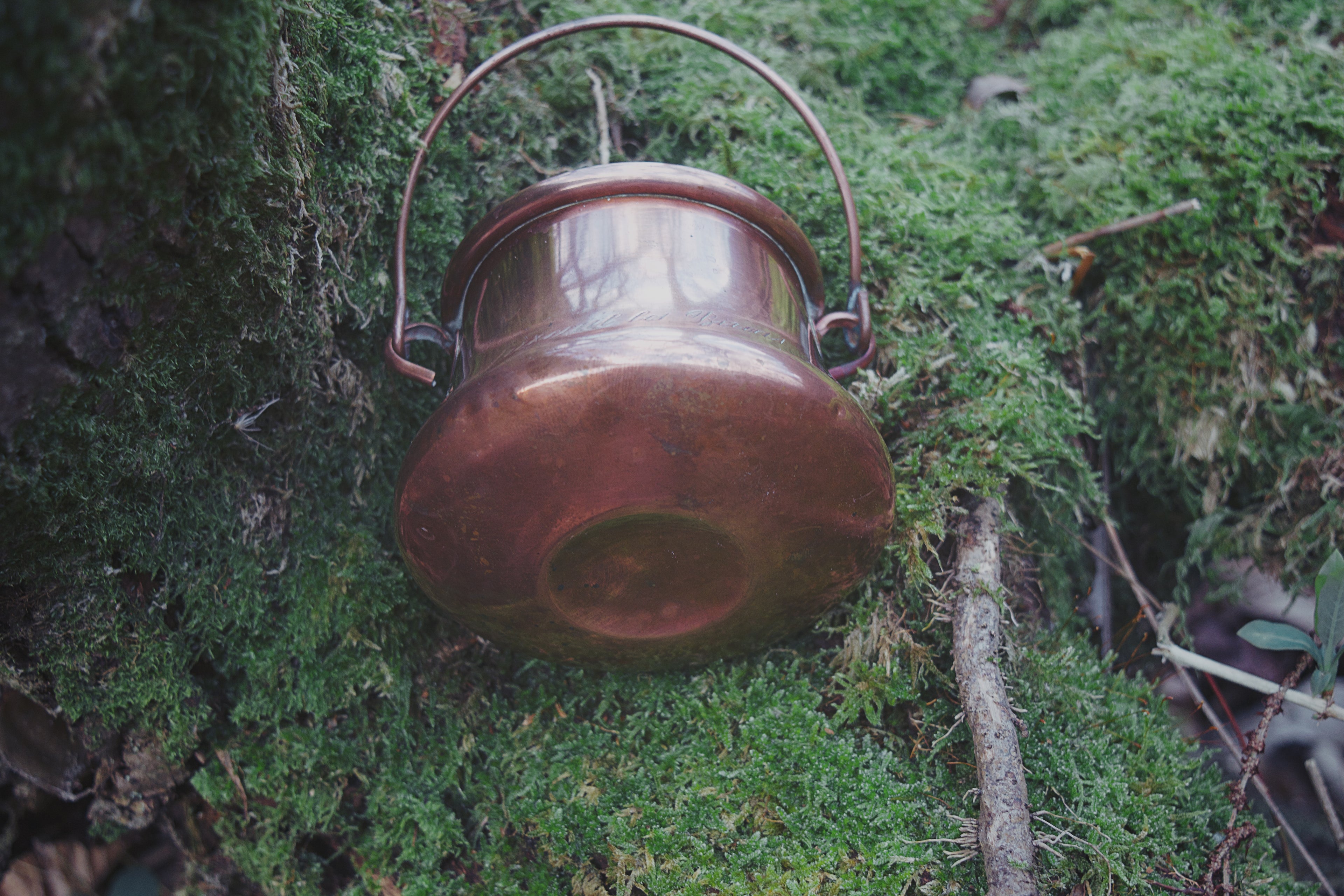 Petite French Copper Cauldron — Vintage Luxe Patina, Curved Base & Classic Tapered Form