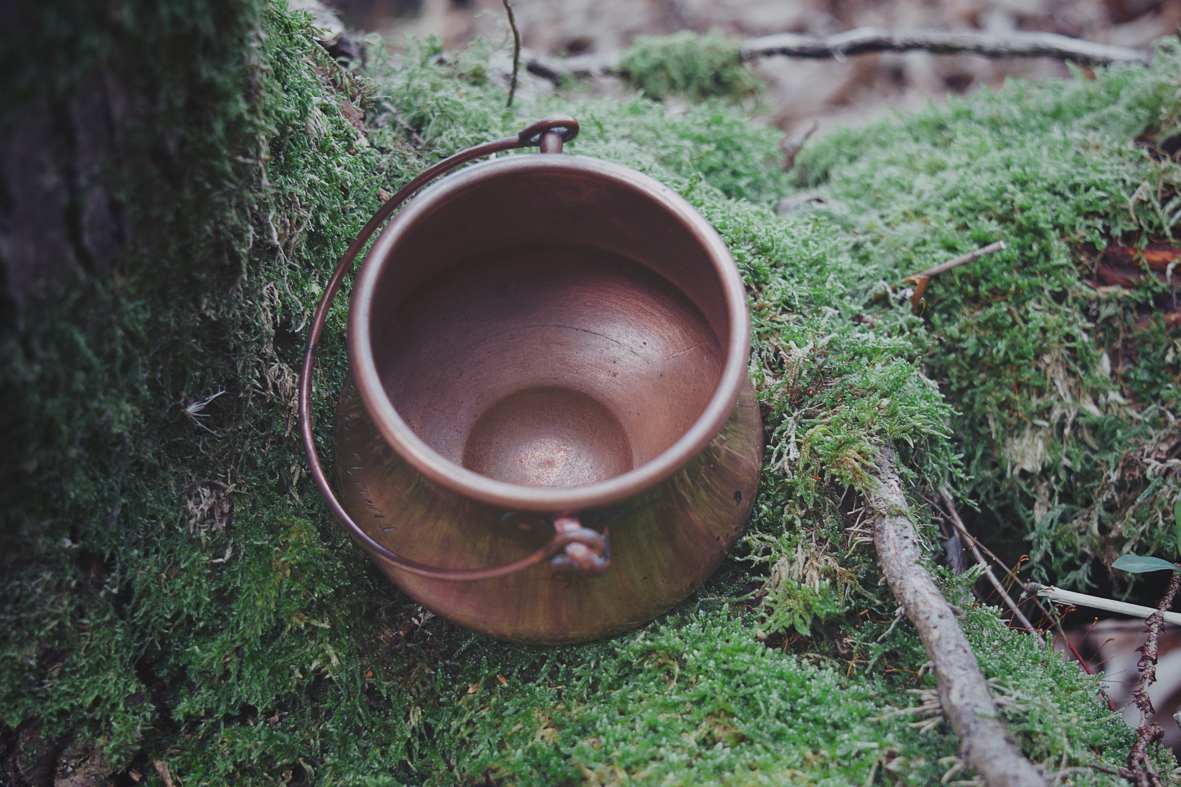 Petite French Copper Cauldron — Vintage Luxe Patina, Curved Base & Classic Tapered Form