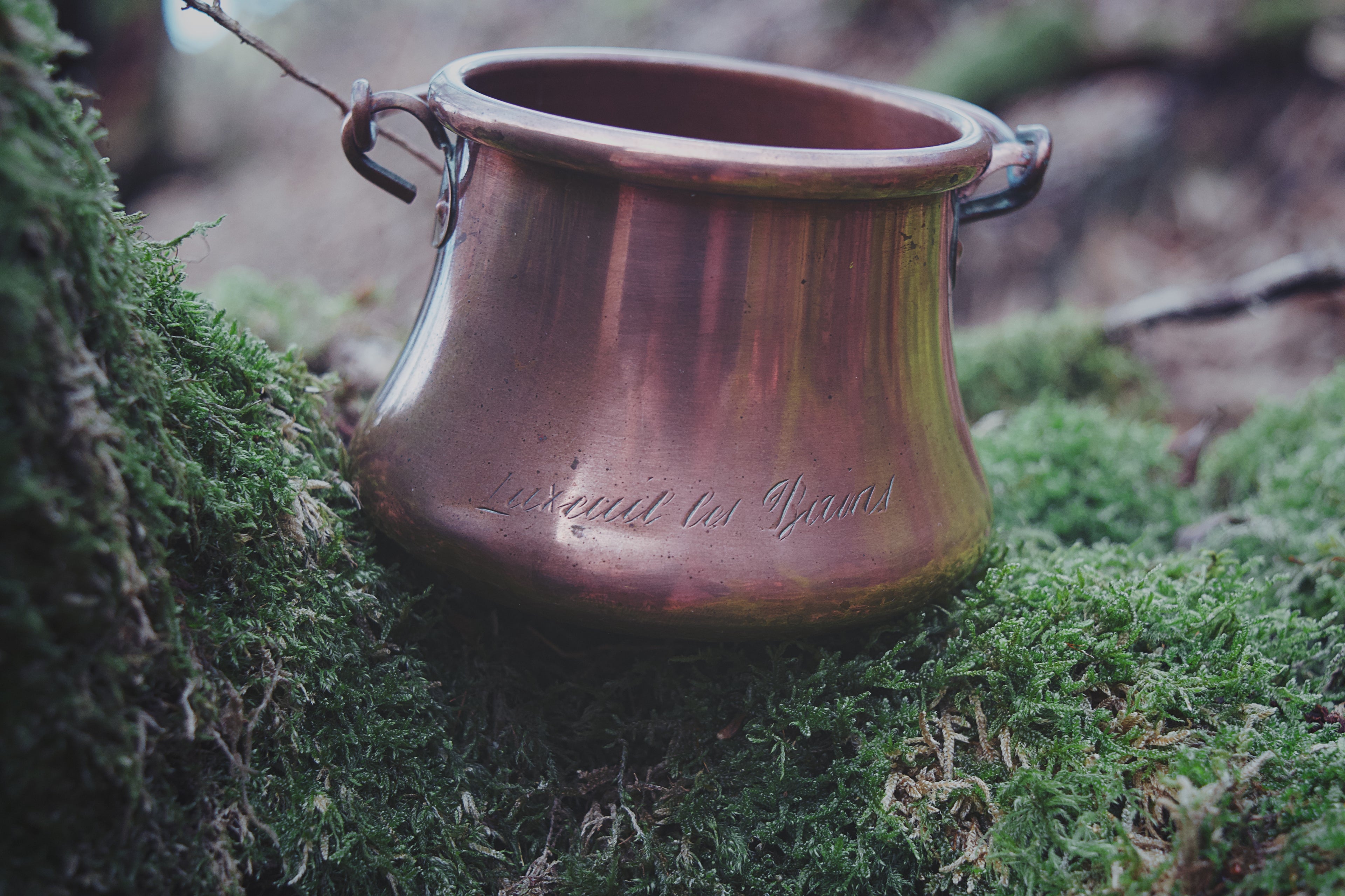 Petite French Copper Cauldron — Vintage Luxe Patina, Curved Base & Classic Tapered Form