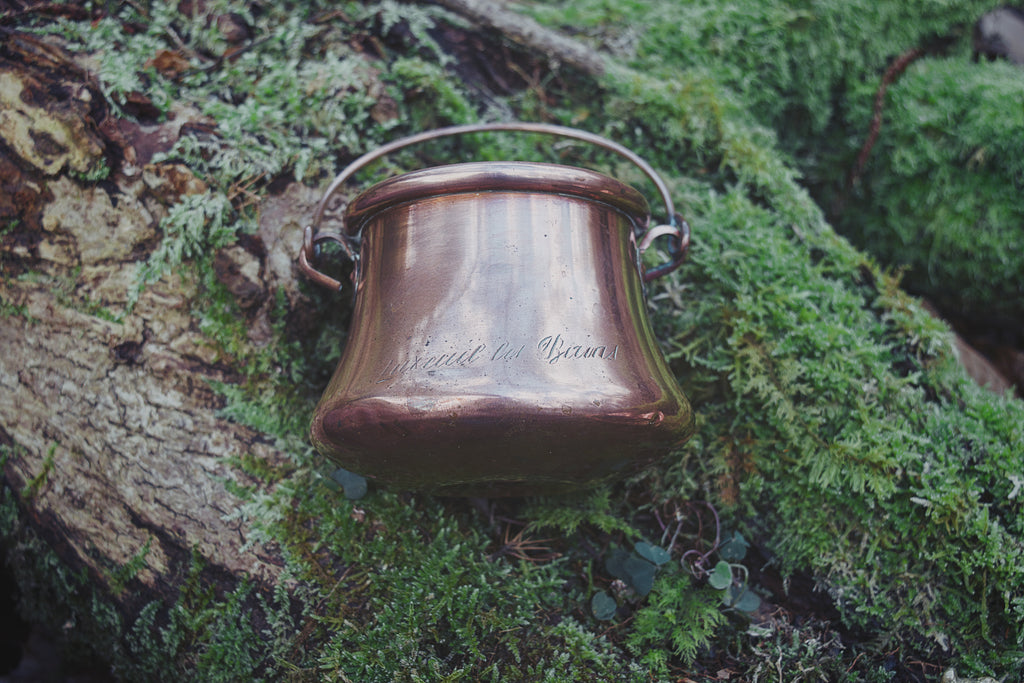 Petite French Copper Cauldron — Vintage Luxe Patina, Curved Base & Classic Tapered Form