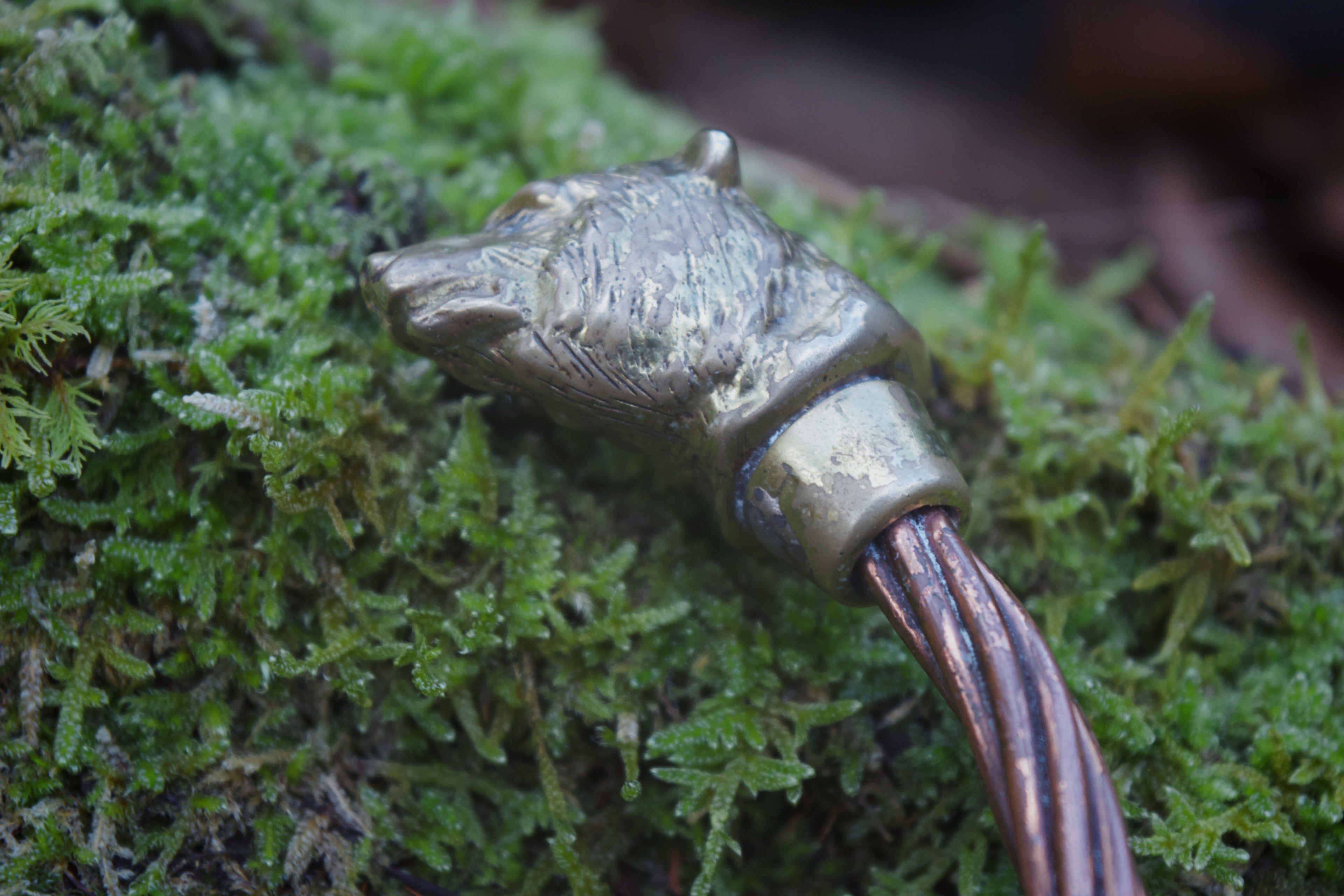 Extremely Rare Bronze & Copper Bear‑Headed Torque – Gaulish Warrior‑Druid Crown Relic