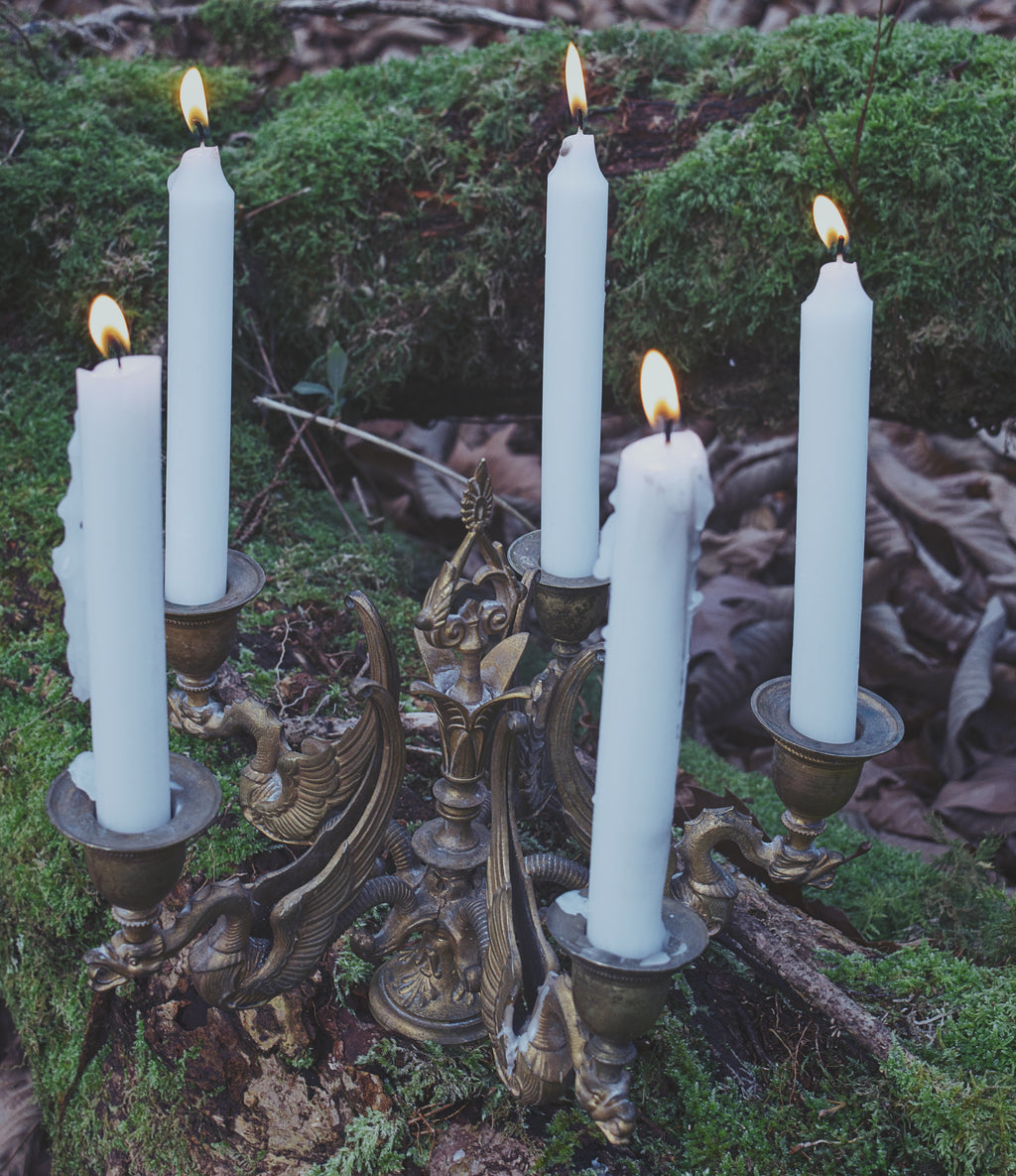 Five-Branched Phoenix Candelabra – Bronze Ritual Centerpiece