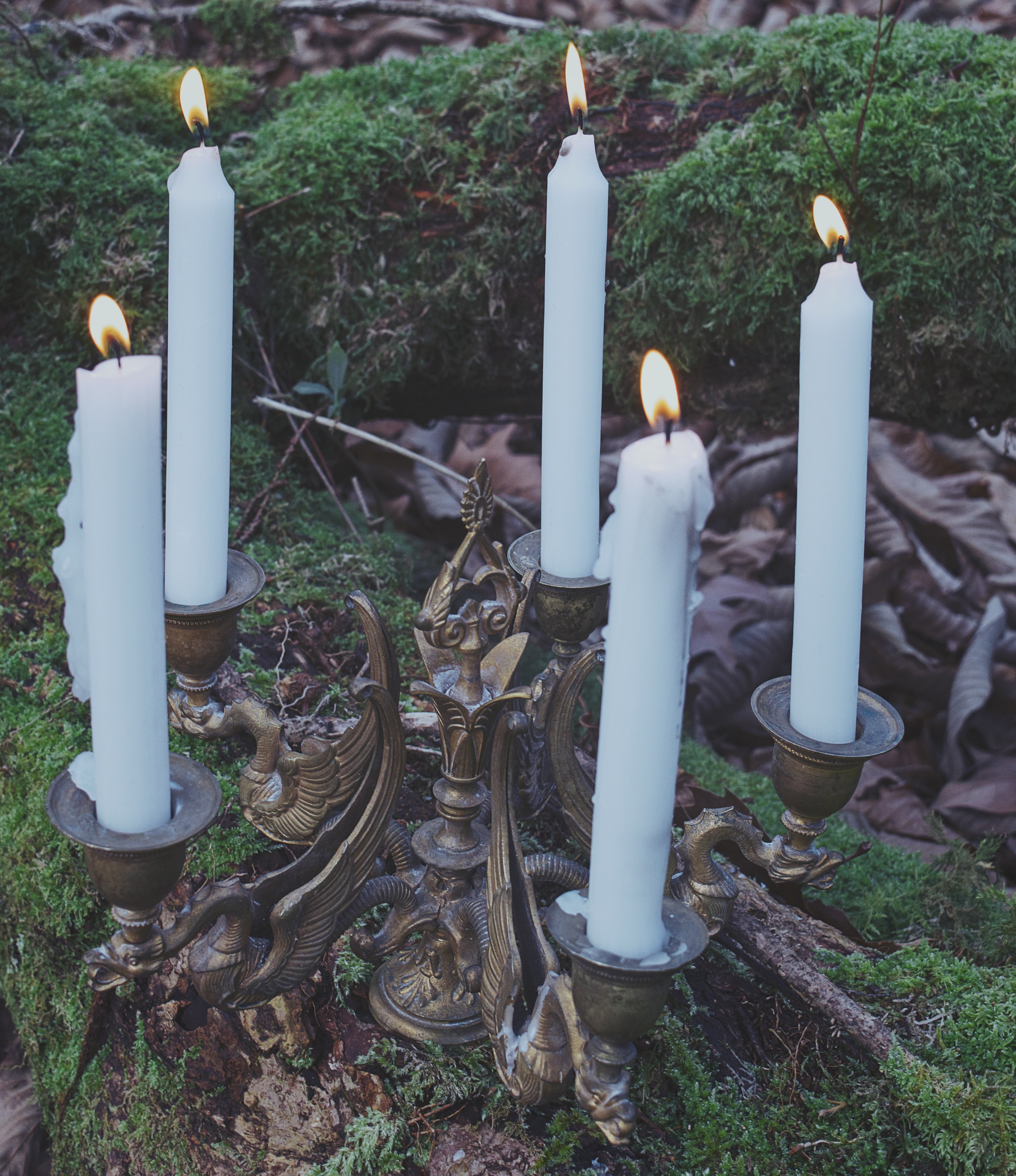 Five-Branched Phoenix Candelabra – Bronze Ritual Centerpiece