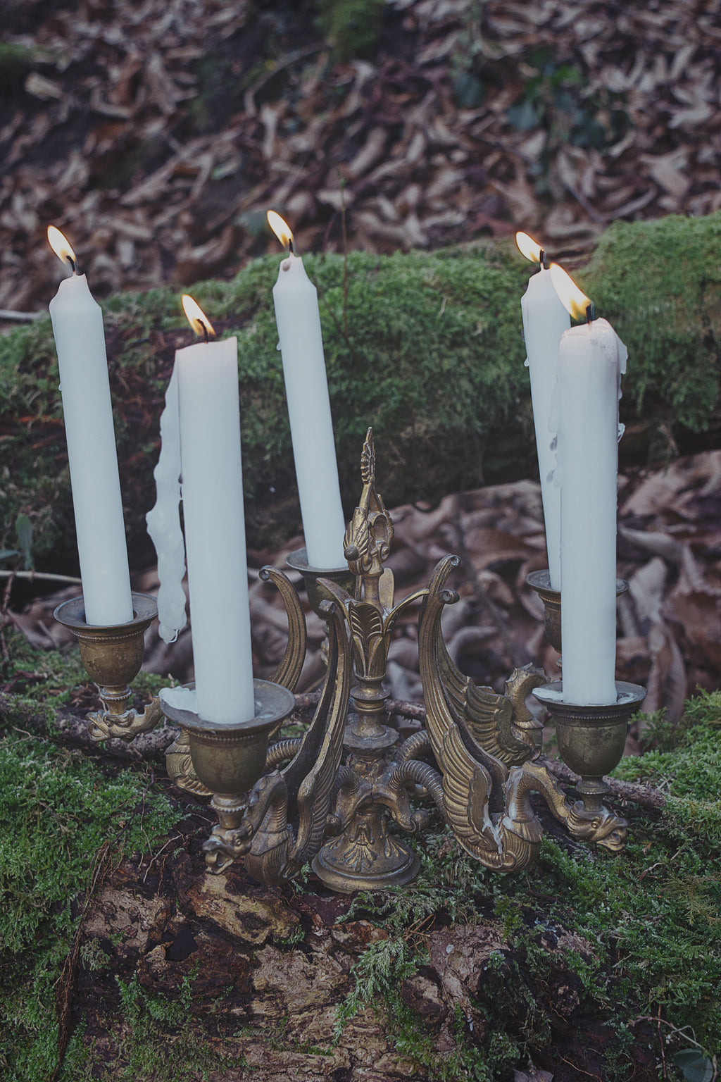 Five-Branched Phoenix Candelabra – Bronze Ritual Centerpiece