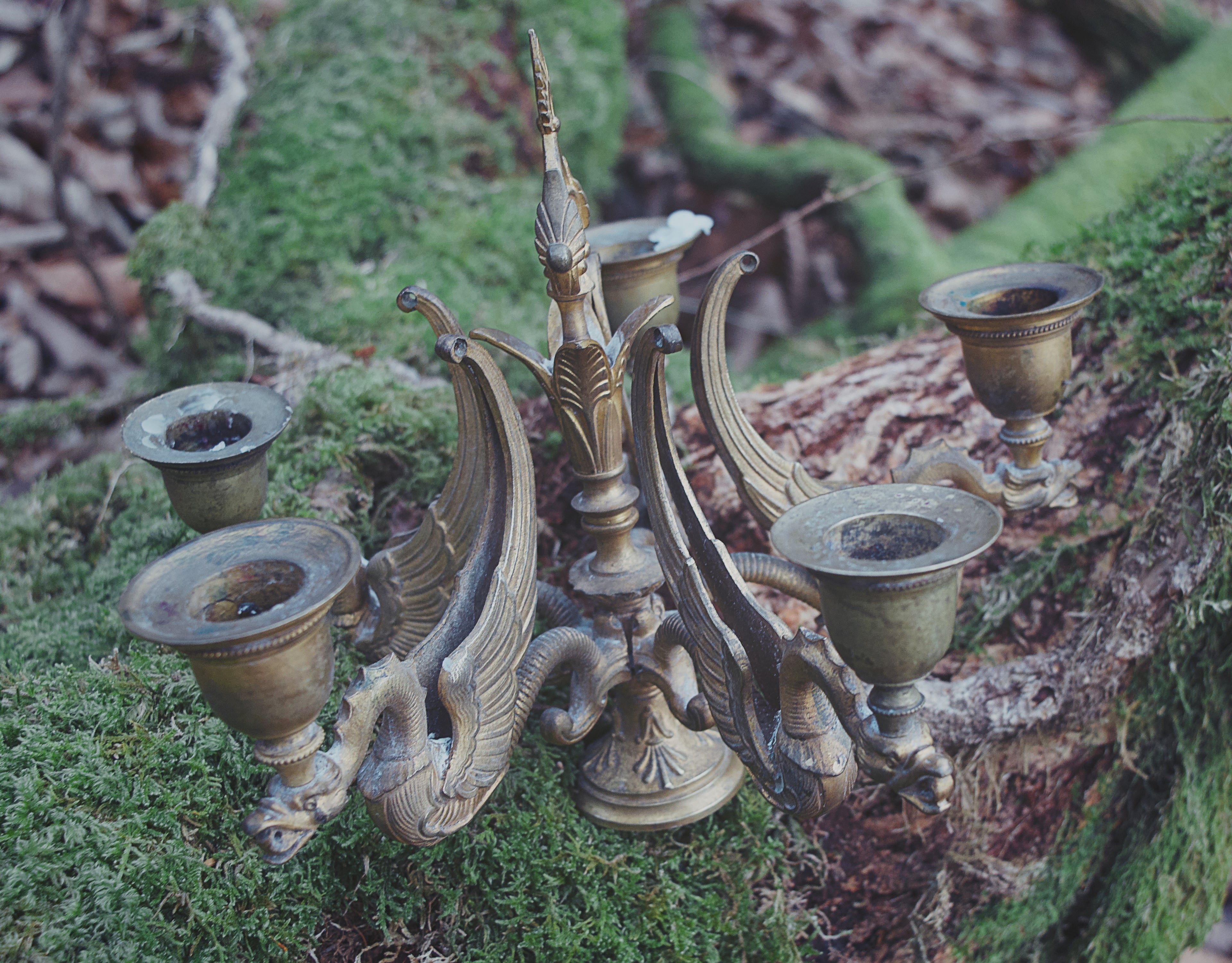 Five-Branched Phoenix Candelabra – Bronze Ritual Centerpiece