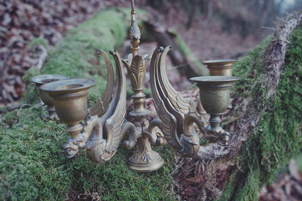Five-Branched Phoenix Candelabra – Bronze Ritual Centerpiece