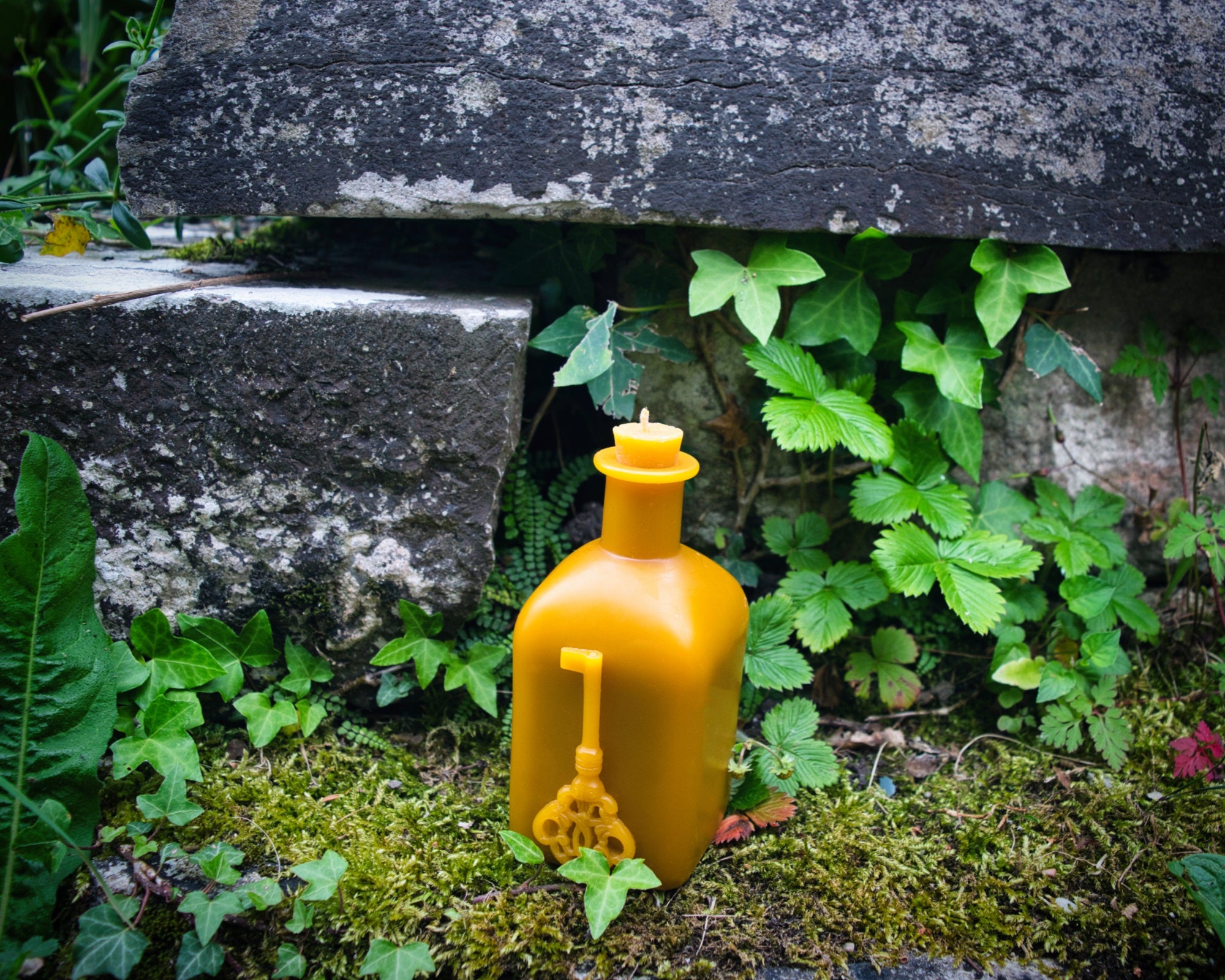 Large Square Potion Bottle with Skeleton Key