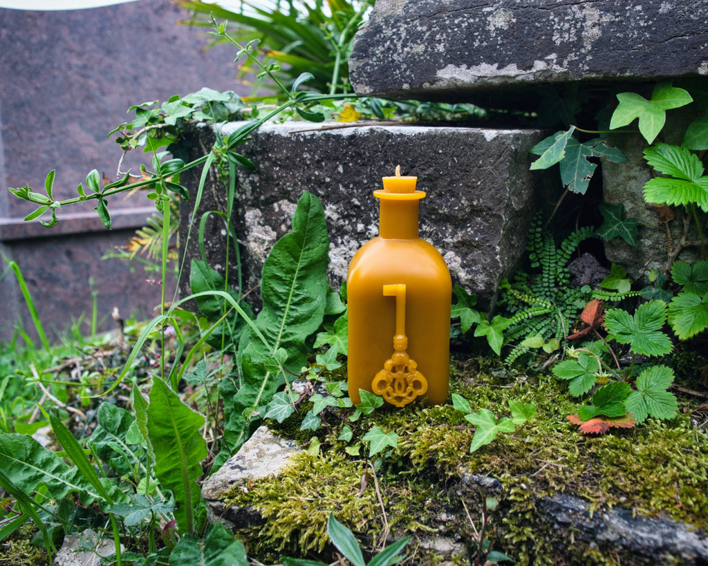 Large Square Potion Bottle with Skeleton Key