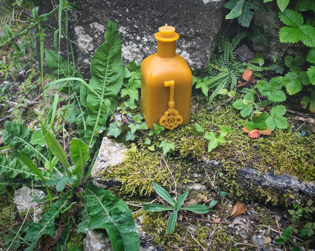 Large Square Potion Bottle with Skeleton Key