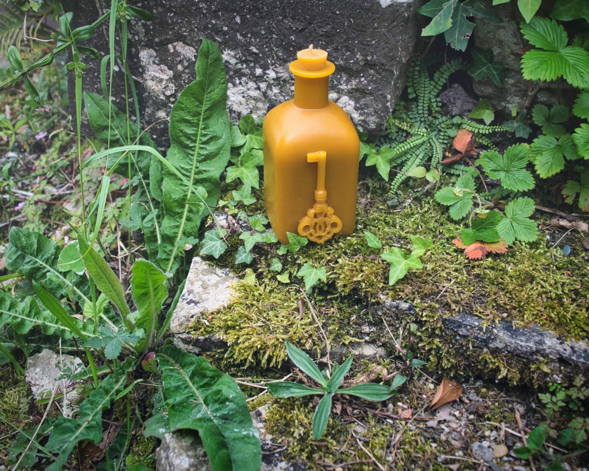 Large Square Potion Bottle with Skeleton Key